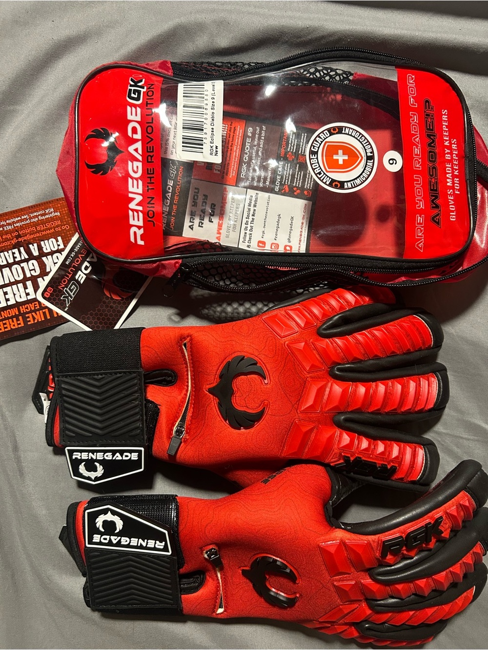 Renegade GK Eclipse Diablo Goalie Gloves Size 9